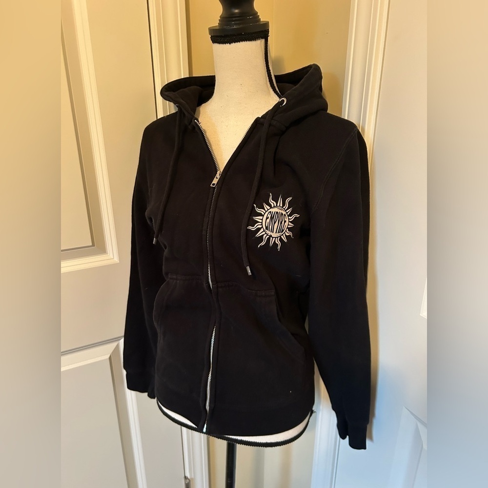 Empyre Black fitted Hoodie with Sun skull and mushroom Emblem